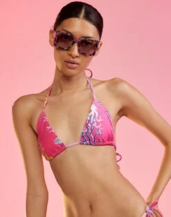 CYNTHIA ROWLEY Coral String Bikini Top