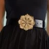 CYNTHIA ROWLEY Gold Flower Buckle Belt