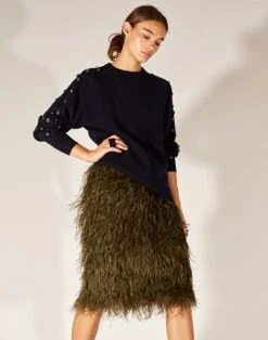 CYNTHIA ROWLEY Midi Feather Skirt