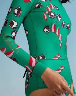 CYNTHIA ROWLEY Vine Floral High Cut Wetsuit -Cynthia Rowley Shop greenwetsuit10