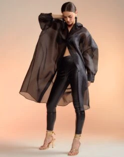 CYNTHIA ROWLEY Oversized Organza Shirt -Cynthia Rowley Shop organzalong4