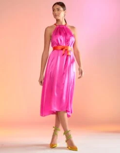 CYNTHIA ROWLEY Salerno Silk Halter Dress -Cynthia Rowley Shop pink10 4d03377f 158f 4662 8d33 33fe563099e2