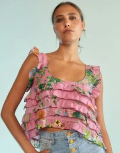 CYNTHIA ROWLEY Nola Ruffle Tank Blouse