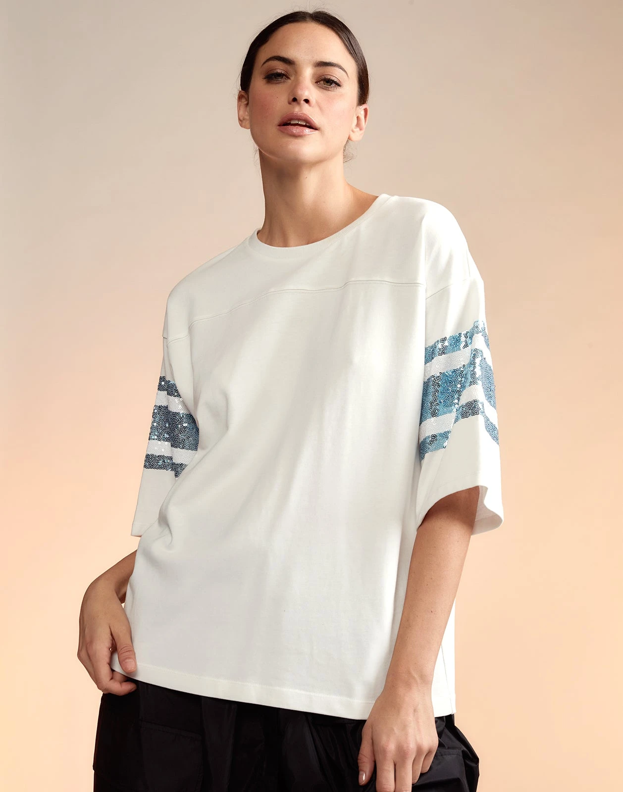 CYNTHIA ROWLEY Sequin Football Jersey 1 CYNTHIA ROWLEY Sequin Football Jersey