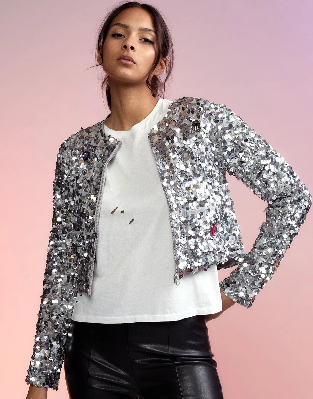 CYNTHIA ROWLEY Sequin Cropped Cardigan 1 CYNTHIA ROWLEY Sequin Cropped Cardigan