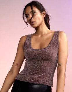 CYNTHIA ROWLEY Glitter Tank -Cynthia Rowley Shop taupetank4