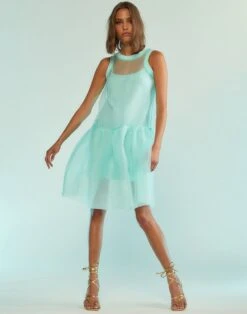 CYNTHIA ROWLEY Chloe Organza Dress -Cynthia Rowley Shop teal1