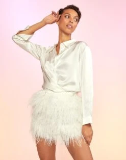 CYNTHIA ROWLEY Feather Skirt -Cynthia Rowley Shop white5 e1367a52 d87c 462c bd1f 7b59acdbe91b