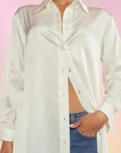 CYNTHIA ROWLEY Silk Charmeuse Shirt Dress 9 CYNTHIA ROWLEY Silk Charmeuse Shirt Dress -Cynthia Rowley Shop whitesilk6